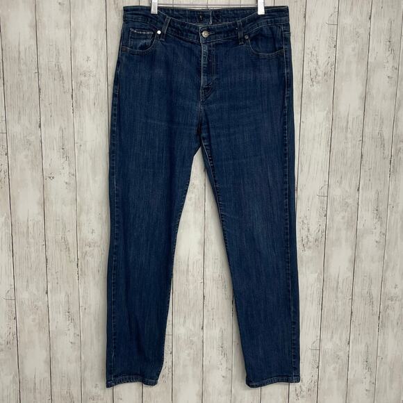 Levi's Blue High Rise Straight Skinny Leg Altered Denim Jeans 16M - Picture 1 of 12
